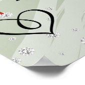 Hübsche Blumenpracht Grün & Rote Rosen Hochzeit Poster (Ecke)