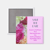 Hübsche Blumenrosa-Blume Save the Date Hochzeit Magnet (Vorderseite/Rückseite)