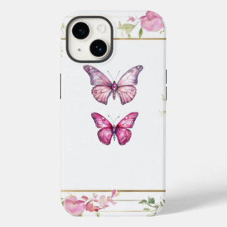 Hübsche Blumenrosa Schmetterlinge iPhone 14 Fall Case-Mate iPhone 14 Hülle