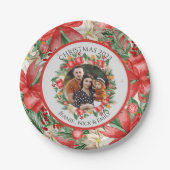 Hübsche Blumenroter Blume Foto Weihnachten Party Pappteller (Vorderseite)