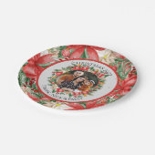 Hübsche Blumenroter Blume Foto Weihnachten Party Pappteller (Schrägansicht)