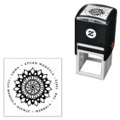 Hübsche Blumenrunde Mandala Universe Blume Permastempel (Beispiel)