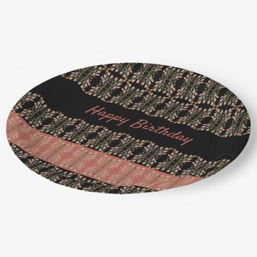 Hübsche Blumenrunde Pappteller (Schrägansicht)