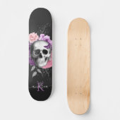 Hübsche Blumenschädel Botanische Blätter Bezeichnu Skateboard (Vorderseite)