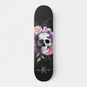 Hübsche Blumenschädel Botanische Blätter Bezeichnu Skateboard (Vorne)