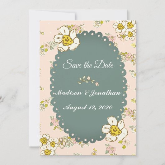 Hübsche Blumenschrift Pastell Pink Romantisch Save The Date (Vorderseite)