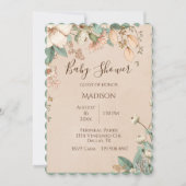 Hübsche Blumenschrift Typografie Modernes Baby Einladung (Vorderseite)