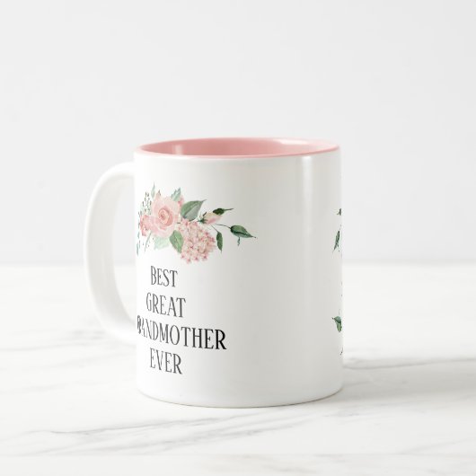 Hübsche Blumensorte Personalisiert Beste Großmutte Zweifarbige Tasse (Vorderseite Links)