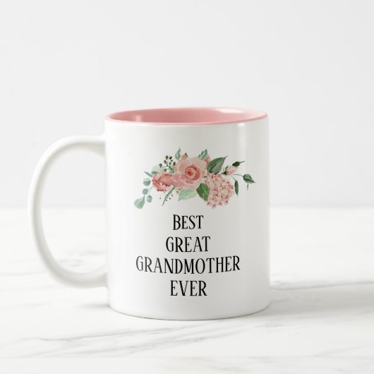 Hübsche Blumensorte Personalisiert Beste Großmutte Zweifarbige Tasse (Links)