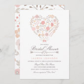 Hübsche Blumentherz Bridal Dusche Einladung (Vorne/Hinten)