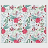 Hübsche Blumenwasserfarbe Glitzer Rote Poinsettie Geschenkpapier (Flach)