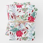 Hübsche Blumenwasserfarbe Glitzer Rote Poinsettie Geschenkpapier Set (Beispiel)
