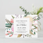 Hübsche Blumenwasserfarbe Hochzeit retten Datum Save The Date (Stehend Vorderseite)
