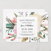 Hübsche Blumenwasserfarbe Hochzeit retten Datum Save The Date (Vorne/Hinten)