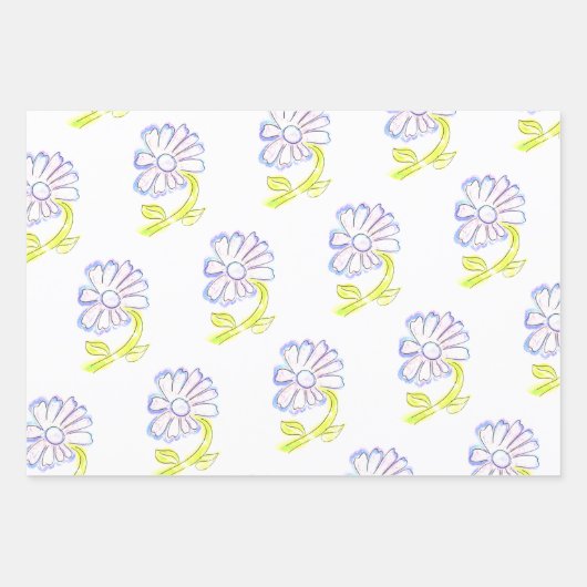 Hübsche Blumenzeichnungen Geschenkpapier Set (Vorderseite)