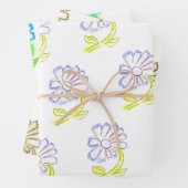 Hübsche Blumenzeichnungen Geschenkpapier Set (Beispiel)