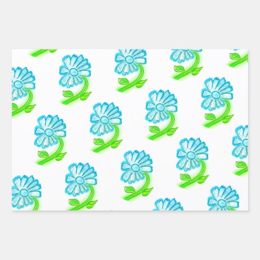 Hübsche Blumenzeichnungen Geschenkpapier Set (Vorderseite 3)