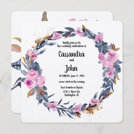 Hübsche Blumenzeremonie Einladung (Vorne/Hinten)