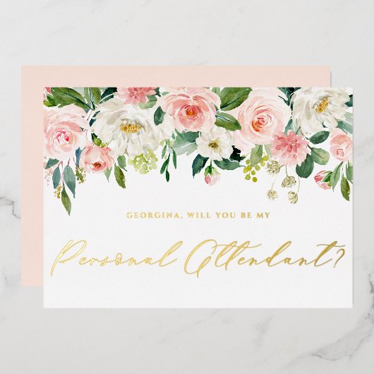 Hübsche Blush-Blume sind meine persönliche Aufmerk Folieneinladung (Vorderseite/Rückseite)