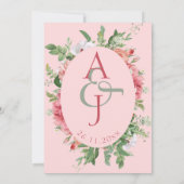 Hübsche Blush Floral Monogram Wedding Save the Dat (Rückseite)