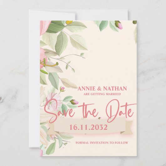 Hübsche Blush Pink Bläschen Hochzeit Sichern Sie d Save The Date (Vorderseite)