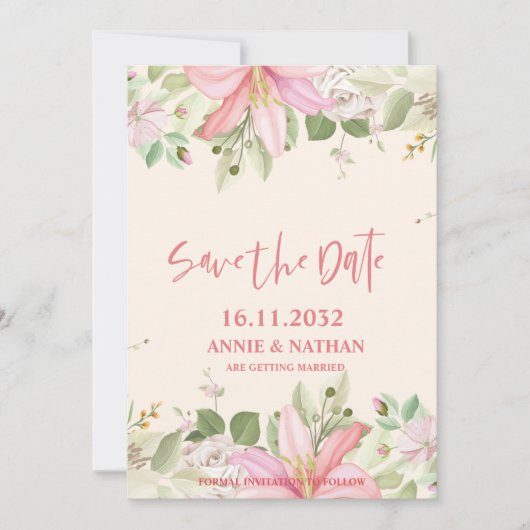 Hübsche Blush Pink Bläschen Hochzeit Sichern Sie d Save The Date (Vorderseite)