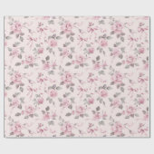 Hübsche Blush Pink Roses & Bows Blumenhochzeit Geschenkpapier (Flach)