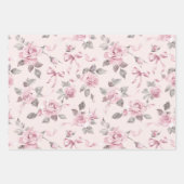 Hübsche Blush Pink Roses & Bows Blumenhochzeit Geschenkpapier Set (Vorderseite 3)