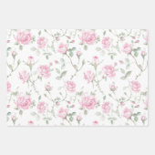 Hübsche Blush Pink Roses & Bows Blumenhochzeit Geschenkpapier Set (Vorderseite 2)