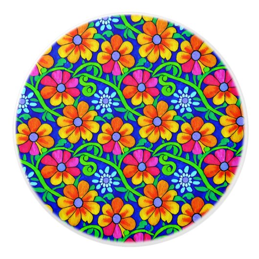 Hübsche Blüte Keramikknauf (Vorderseite)