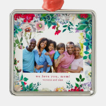 Hübsche Blüte mit Foto Ornament Geschenk für Mama