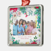 Hübsche Blüte mit Foto Ornament Geschenk für Mama Aus Metall (Links)