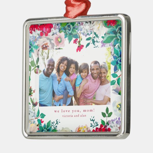 Hübsche Blüte mit Foto Ornament Geschenk für Mama Aus Metall (Links)