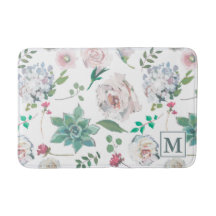 Hübsche Blüte mit Monogramm Bath Mat