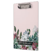 Hübsche Blüte Rosa und Name Klemmbrett (Links)