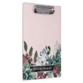 Hübsche Blüte Rosa und Name Klemmbrett (Rechts)