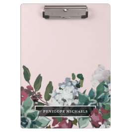 Hübsche Blüte Rosa und Name Klemmbrett