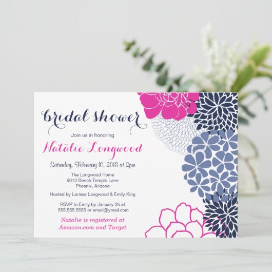 Hübsche Blüten, Baby oder Brautparty Einladung (Stehend Vorderseite)