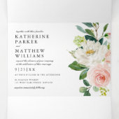 Hübsche Blütenblütenhochzeit Dreifach Gefaltete Einladung (Innenseite Mitte)