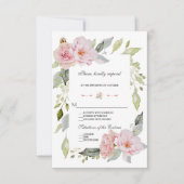 Hübsche Blütenblütenhochzeit in Rosa RSVP Karte (Vorderseite)