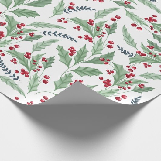 Hübsche Blütenholzbeeren Geschenkpapier (Ecke)