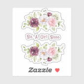 Hübsche Blütenpeony "Be a Girl Boss" Vinyl Aufkleber (Blatt)