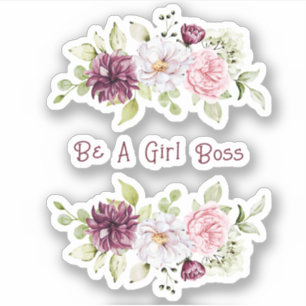 Hübsche Blütenpeony "Be a Girl Boss" Vinyl Aufkleber