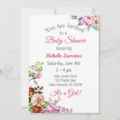 Hübsche Blütenpinsel-Mädchendusche Einladung (Vorderseite)