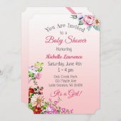 Hübsche Blütenpinsel-Mädchendusche Einladung (Vorne/Hinten)