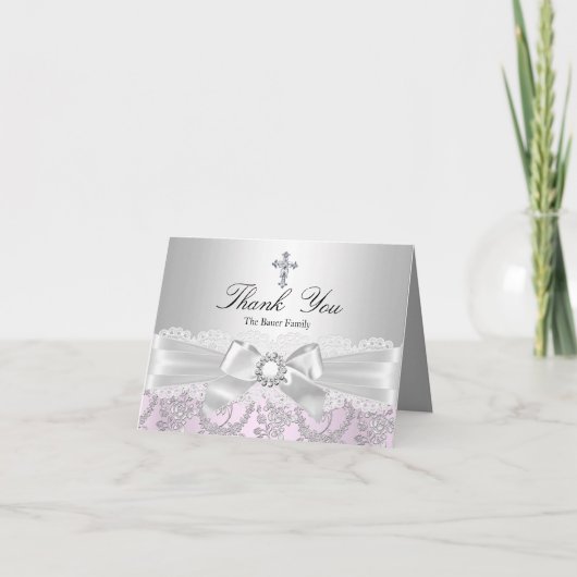 Hübsche Bogen-u. Kreuz-Taufe danken Ihnen zu Dankeskarte (Vorderseite)