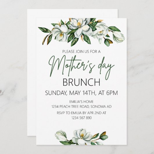 Hübsche Bohemische Blumenmütter Einladung (Vorne/Hinten)