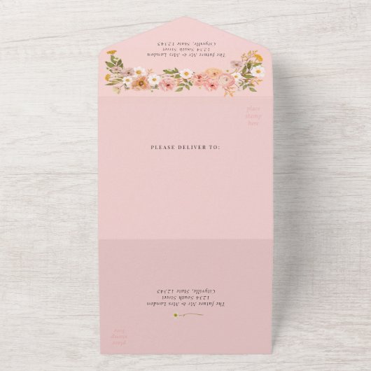 Hübsche böhmische Blumenhochzeit All In One Einladung (Außenbereich)