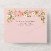 Hübsche böhmische Blumenhochzeit All In One Einladung (Rückseite)