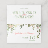 Hübsche Boho Creme Rose Hochzeit Platzkarte (Außenseite Aufgefaltet)